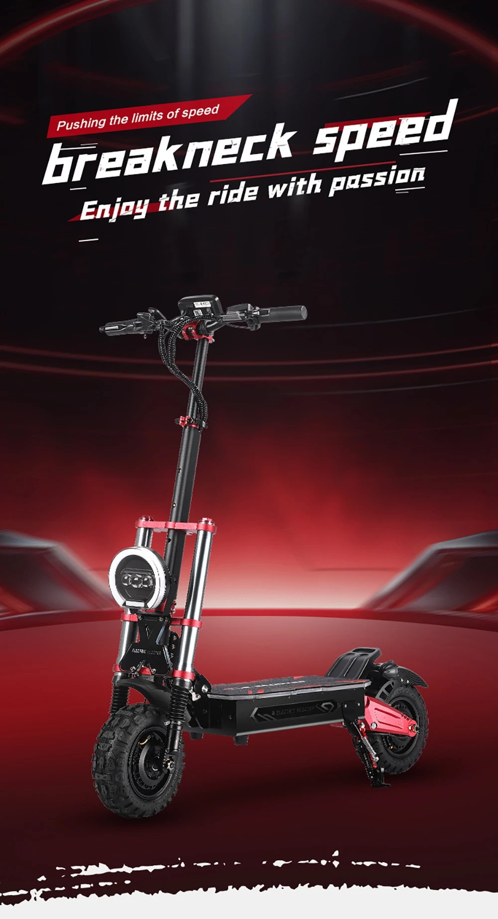 BOYUEDA S5-11 Electric Scooter, 2*3000W Motor, 60V 38AH Battery, 11-inch Tire, 85km/h Max Speed, 120km Range, Dual Hydraulic Disc Brakes, Hydraulic Shock Absorber, LCD Display