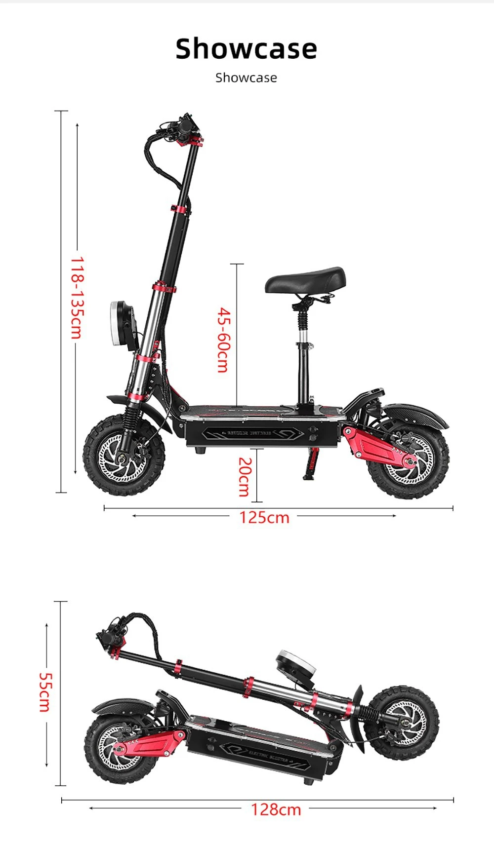 BOYUEDA S5-11 Electric Scooter, 2*3000W Motor, 60V 38AH Battery, 11-inch Tire, 85km/h Max Speed, 120km Range, Dual Hydraulic Disc Brakes, Hydraulic Shock Absorber, LCD Display