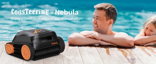 Robot nettoyeur de piscine sans fil CoasTeering Nebula, autonomie de 180 minutes, escalade des murs et nettoyage de la ligne de flottaison, moteurs sans balais, navigation intelligente, nettoyage des piscines creusées jusqu'à 3 229 pi²