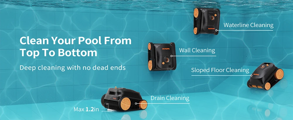 CoasTeering Nebula Cordless Robotic Pool Cleaner, 180 Mins Runtime, Wall Climbing & Waterline Cleaning, Brushless Motors, Smart Navigation, Cleaning Inground Pools up to 3229 Sq.ft