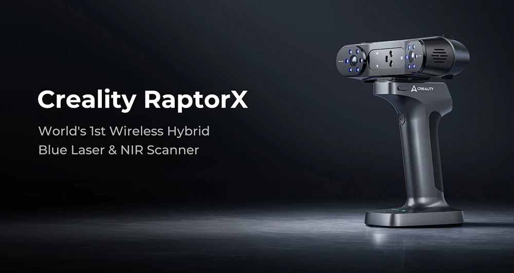 Creality RaptorX 3D Scanner, Wireless Hybrid 41-line Blue Laser & NIR, Objects Between 5-4000mm, Wireless Handle, 0.02mm Accuracy