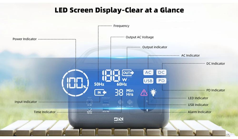 DaranEner NEOZ Portable Power Station, 300W 179.2Wh LiFePO4 Battery, LED Fashlight, 1.5hrs Fast Charging