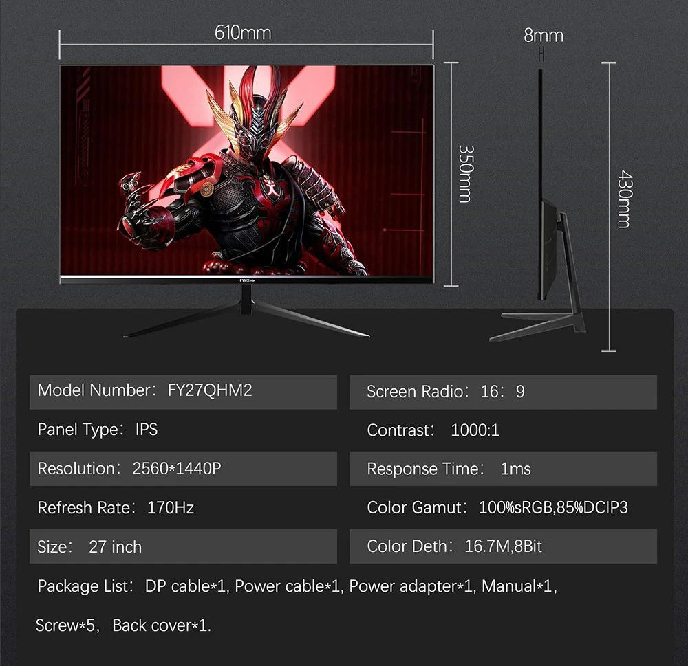 FYHXele FY27QHM2 monitor ergonomikus kialakítás