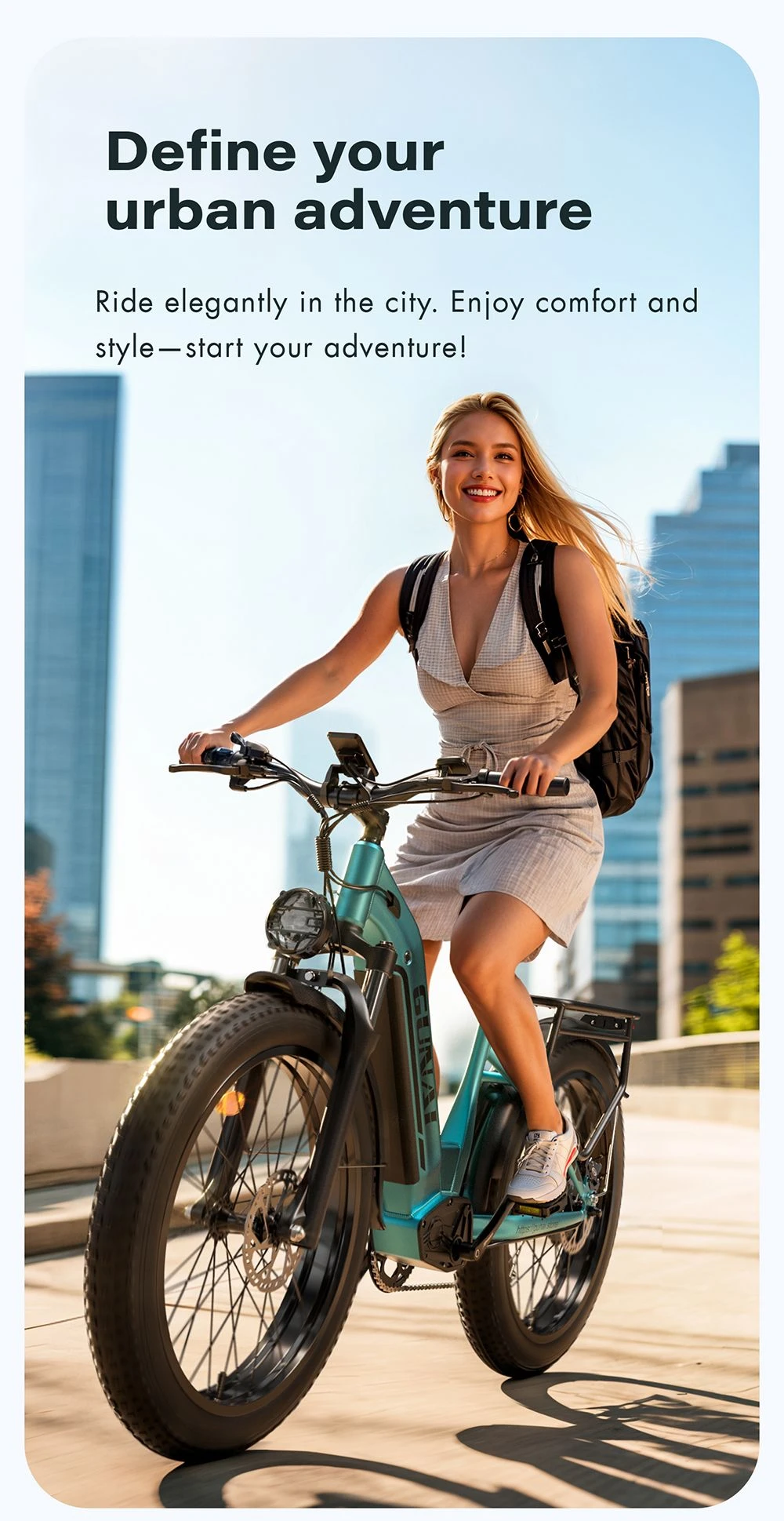 GUNAI-V Electric Bike, 1000W Motor, 48V 21Ah Battery, 26*4.0 Inch Fat Tires, 50km/h Max Speed, 70km Range, Dual Hydraulic Disc Brakes, Shimano 7 Speed, LCD Display