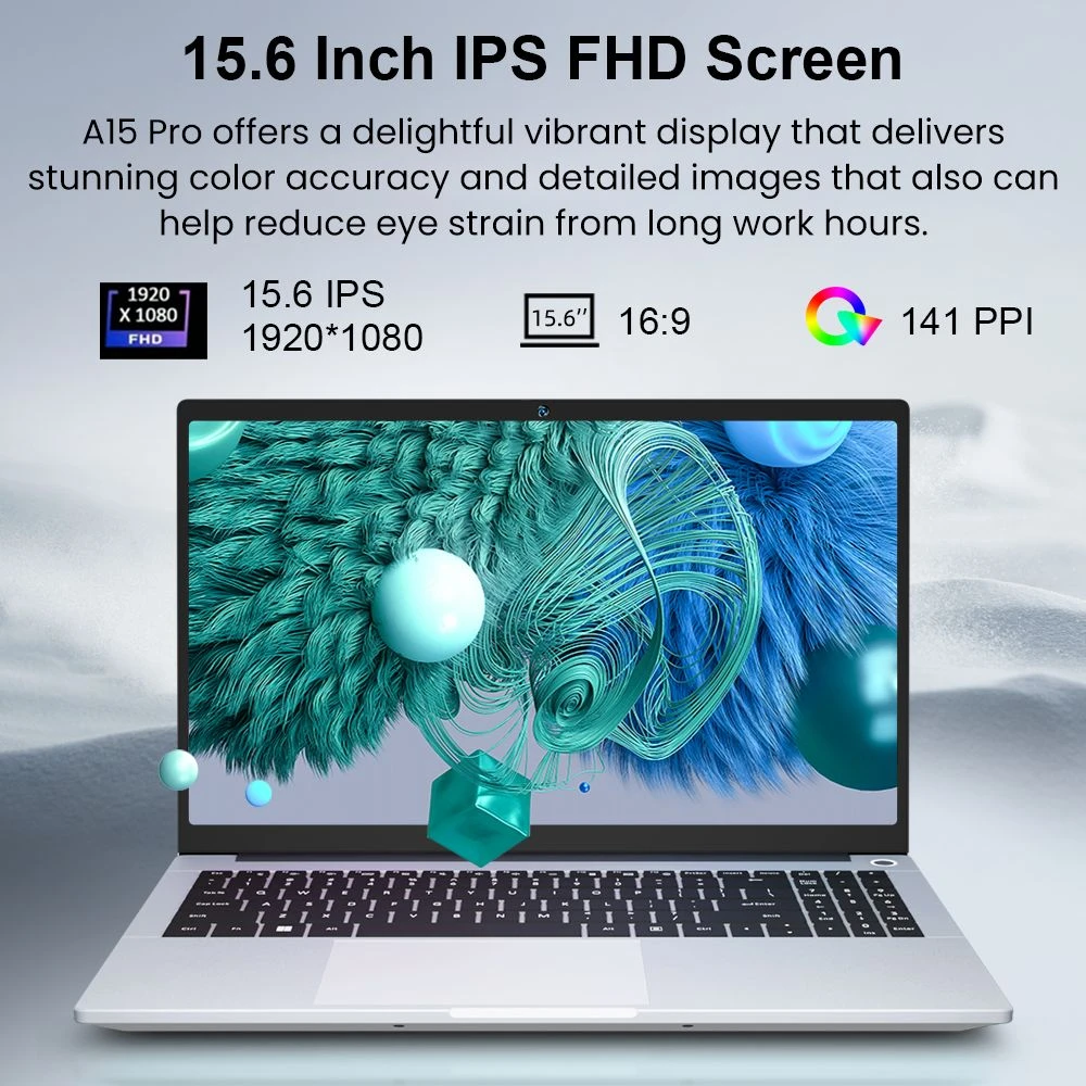 Ninkear A15 Pro Laptop, 15.6'' 1920*1080 IPS Screen,  AMD Ryzen 5 6600H 6 Cores Max 4.5GHz, 32GB RAM 1TB SSD, WiFi6 Bluetooth5.0, Backlit Keyboard, Fingerprint Unlock, 180° Opening and Closing, 2*Type-C, 1*USB2.0 1*USB3.0 1*HDMI 1*Headset 1*Micro SD