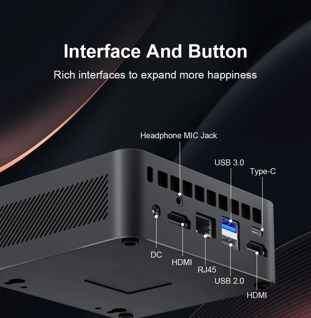 Ninkear N10 Mini PC, Intel N100 4 Cores Max 3.4GHz, 16GB RAM 512GB SSD, 2*HDMI 2.0 (4K@60Hz) Dual Display, 2.4/5GHz WiFi Bluetooth 4.2, 1*Type-C 3*USB 3.0 1*USB 2.0 1*RJ45 1*Headphone Jack