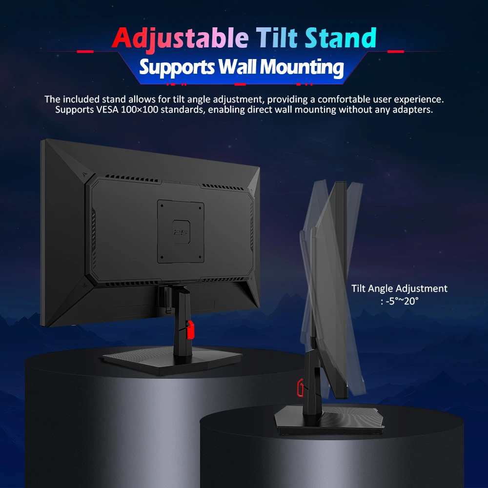 TITAN ARMY P2510HS Gaming Monitor, 24.5'' 1920*1080 CSOT Fast IPS Screen, 300Hz Refresh Rate, 1ms GTG Response Time, HDR400, 121% sRGB, Dynamic OD, Gaming Assist, 10 Scene Modes, PIP/PBP Display, Adjustable Tilt Stand, Wall Mounting