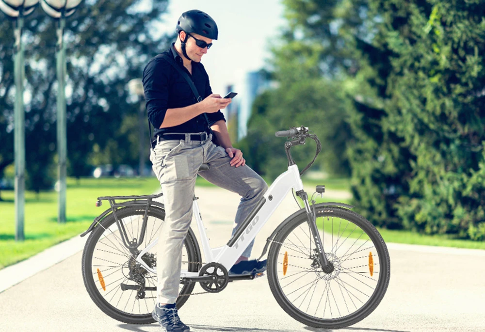 TTGO HZ-28ST Electric Bike, 250W Motor, 36V 20Ah Battery, 700C*45C Tire, 25km/h Max Speed, 100km Max Range, Disc Brake, Shimano 7 Speed, LCD Display - Black
