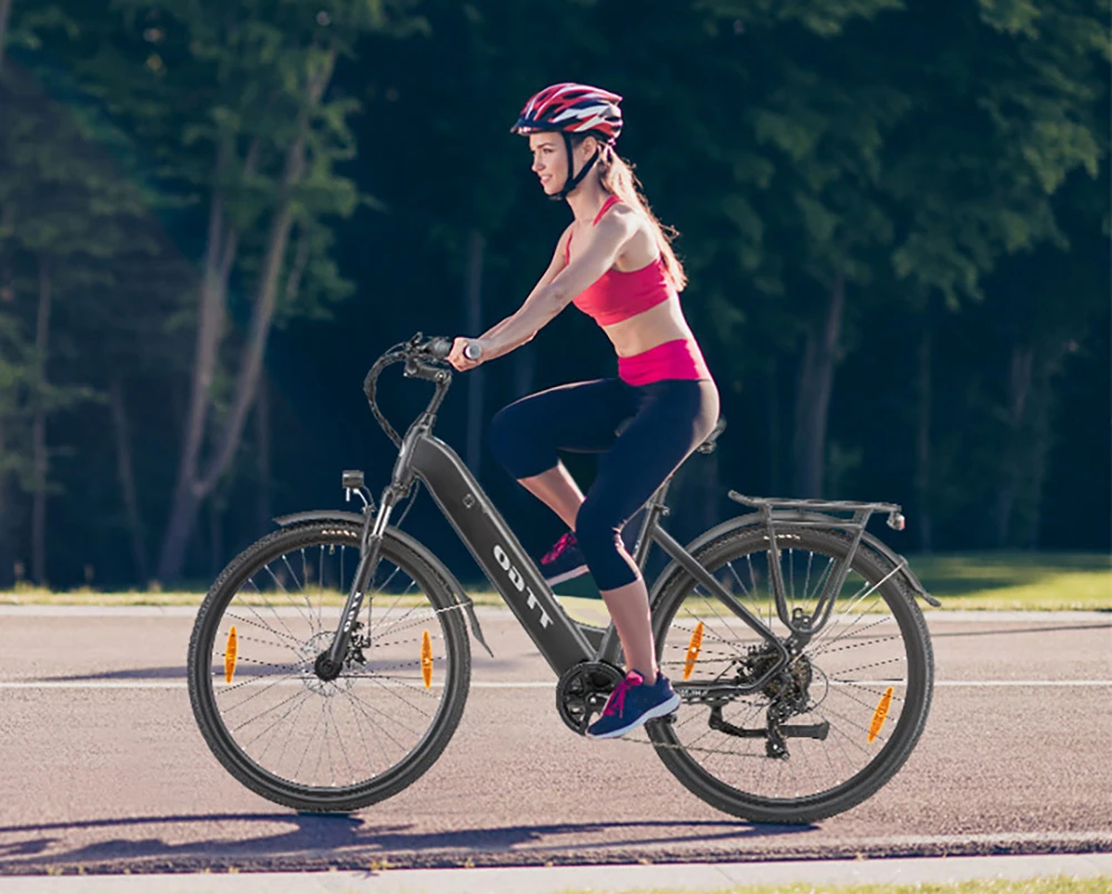 TTGO HZ-28ST Electric Bike, 250W Motor, 36V 20Ah Battery, 700C*45C Tire, 25km/h Max Speed, 100km Max Range, Disc Brake, Shimano 7 Speed, LCD Display - Black