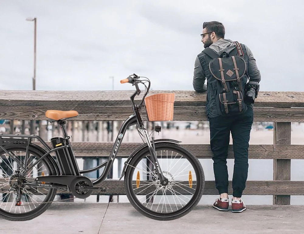 TTGO YY-26ST Electric Bike, 250W Motor, 36V 14.5AH Battery, 26*1.95-inch Tires, 25km/h Max Speed, 100km Max Range, Disc Brake, SHIMANO 6-speed, LED Display - White