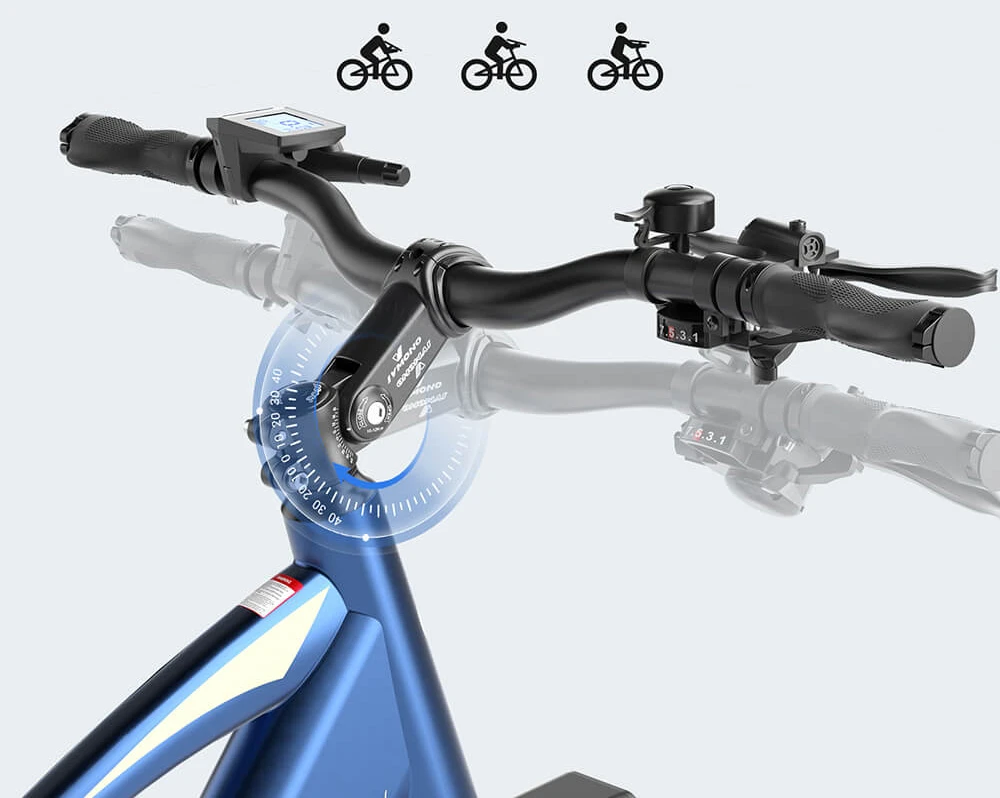 Vélo de randonnée Eleglide C1 27,5 pouces avec moteur à entraînement central Ananda 250 W, batterie 14,5 Ah, autonomie maximale de 150 km, suspension hydraulique et freins à disque hydrauliques Shimano 7 vitesses - Bleu