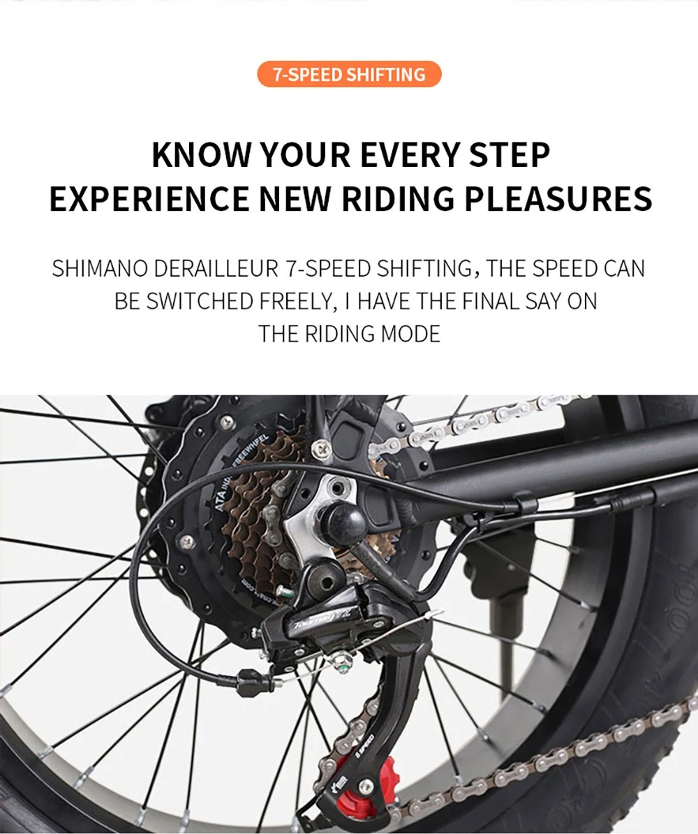 Vélo électrique pliable AVAKA BZ20 PLUS, pneus larges de 20 x 3 pouces, moteur sans balais de 500 W, vitesse maximale de 25 km/h, batterie 48 V 18,2 Ah, autonomie de 100 km, charge maximale de 120 kg, double frein à disque, transmission Shimano 7 vitesses, étanchéité IP54, écran LCD, roue monobloc - Noir