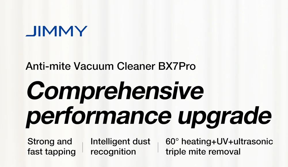 JIMMY BX7 Pro Anti-Mite Vacuum Cleaner 700W Powerful Motor UV-C Killing 99.99% Bacteria 60 Celsius Constant High-Temperature Intelligent Dust Recognition 3 Modes LED Display for Bed, Pet Hair, Sofa, Clothing US Plug - Blue