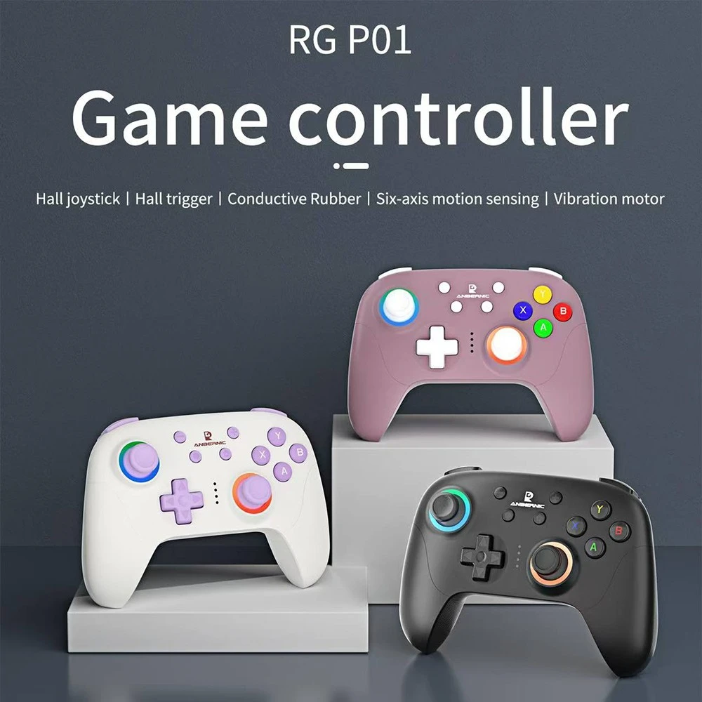 ANBERNIC RG P01 Game Controller, Hall Effect Triggers & Joystick, Six-axis Gyroscope, Bluetooth/2.4G Wireless/ Wired Connection, 9 Hours Autonomy, Compatible with PC, Switch, Android, iOS, Steam - Radiant Purple