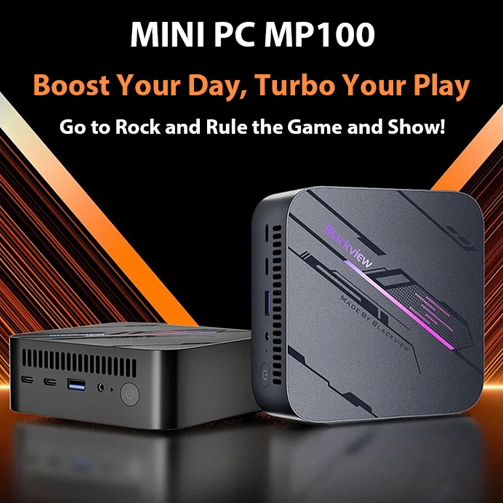 Blackview MP100 Mini PC, AMD Ryzen 7 5700U 8 Cores Max 4.3GHz, 16GB RAM 1TB SSD, DP+HDMI+Type-C Triple 4K Display, WiFi 6 Bluetooth 5.2, 2*USB 3.2, 1*USB 2.0, 1*RJ45, 1*Audio Jack