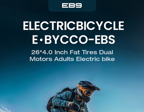 E·Bycco EB9 elektrinis dviratis, 2*1000W variklis, 52V 23AH baterija, 26*4,0 colių riebios padangos, 55km/h maksimalus greitis, 130km maksimalus atstumas, hidrauliniai diskiniai stabdžiai, visa pakaba, Shimano 7 greičių, LCD ekranas