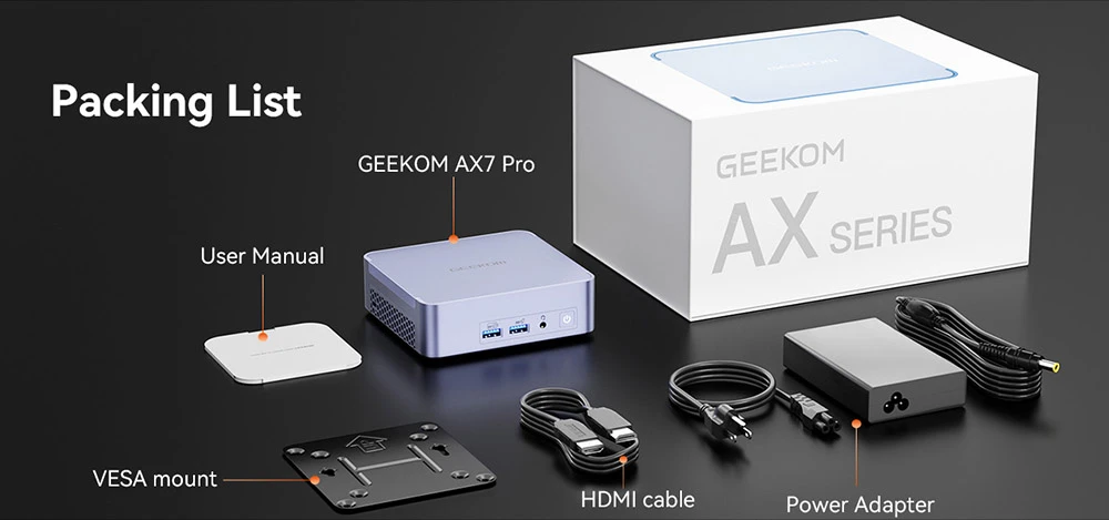 GEEKOM AX7 Pro Mini PC, AMD Ryzen R9 7940HS 8 Core Max 5.2GHz, 32GB DDR5 5600MHz RAM 2TB SSD, USB3.2 Type-C (4K)+USB4.0 (8K)+2*HDMI2.0 (4K) Four Screens Display, WiFi 6E Bluetooth 5.2, 3*USB3.2, 1*USB2.0, 1*2.5G RJ45 1*Audio Jack, IceBlast Cooling