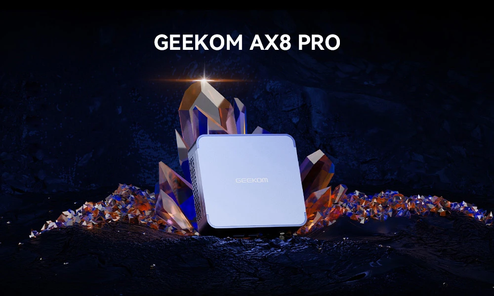 GEEKOM AX8 Pro Mini PC, AMD Ryzen 7 8845HS 8 Cores Max 5.1GHz, 32GB DDR5 5600MHz RAM 1TB SSD, WiFi 6E Bluetooth 5.2, USB3.2 Type-C (4K)+USB4.0 (8K)+2*HDMI2.0 (4K) Quad Display, 3*USB3.2, 1*USB2.0, 1*2.5G RJ45, 1*Headphone jack