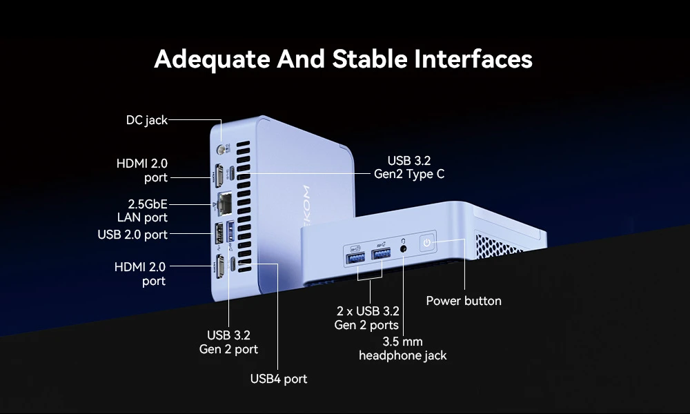 GEEKOM AX8 Pro Mini PC, AMD Ryzen 7 8845HS 8 Cores Max 5.1GHz, 32GB DDR5 5600MHz RAM 1TB SSD, WiFi 6E Bluetooth 5.2, USB3.2 Type-C (4K)+USB4.0 (8K)+2*HDMI2.0 (4K) Quad Display, 3*USB3.2, 1*USB2.0, 1*2.5G RJ45, 1*Headphone jack