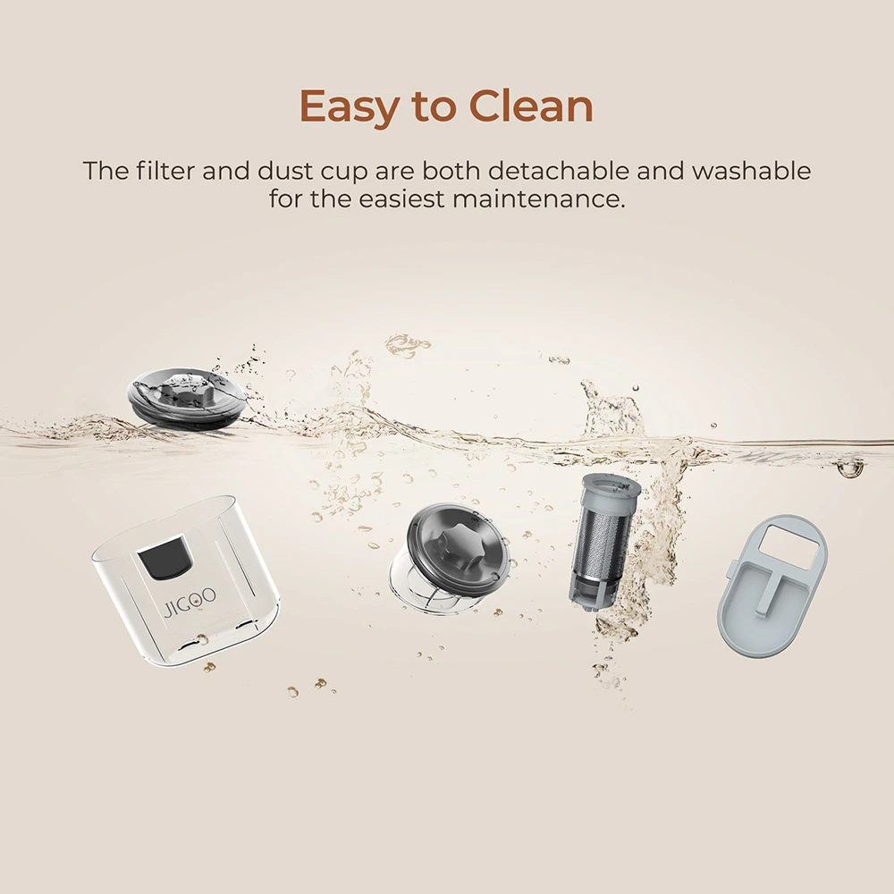 JIGOO T600 Dual-Cup Smart Anti-Mite Cleaner Bed Vacuum Cleaner, 700W 15KPa Suction, Dust Mite Sensor, UV Light, Ultrasonic Tech, 99.99% Mites Removal, US Plug - Grey