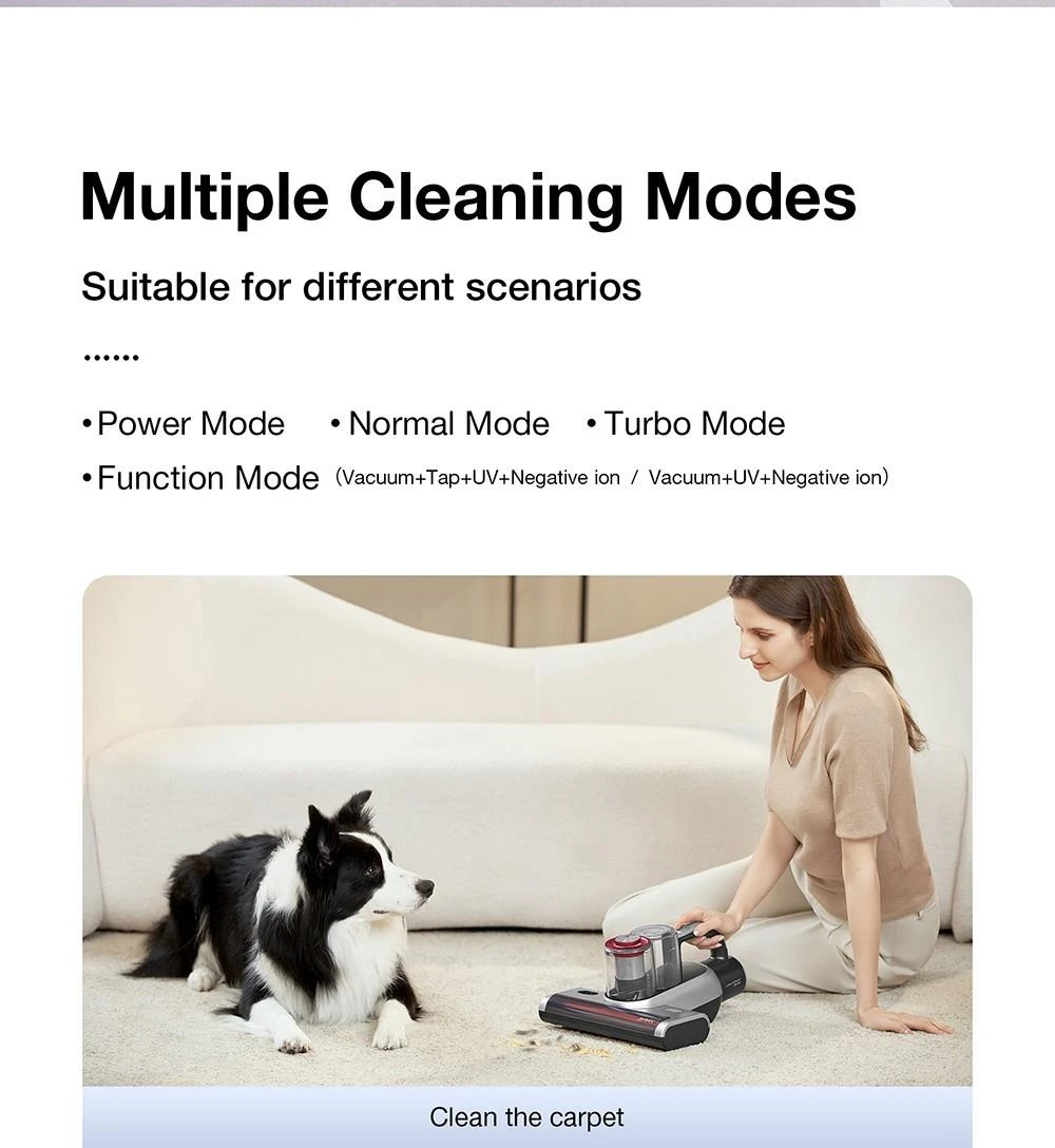 JIMMY BD7 Pro Cordless Double Cup Anti-Mite Vacuum Cleaner 250W 6Kpa Bed Vacuum Cleaner Smart Dust Sensor UV & Ultrasound Technology Negative Ion Function 30Mins Runtime LED Display