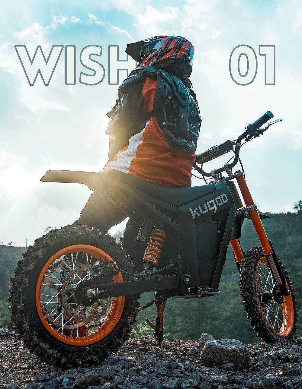 KUGOO Wish 01 Electric Mountain Bike, 1500W Motor, 48V 16Ah Battery, 55km/h Max Speed, 50km Range, 14-inch Front Tire + 12-inch Rear Tire, Hydraulic Suspension, Hydraulic Brake