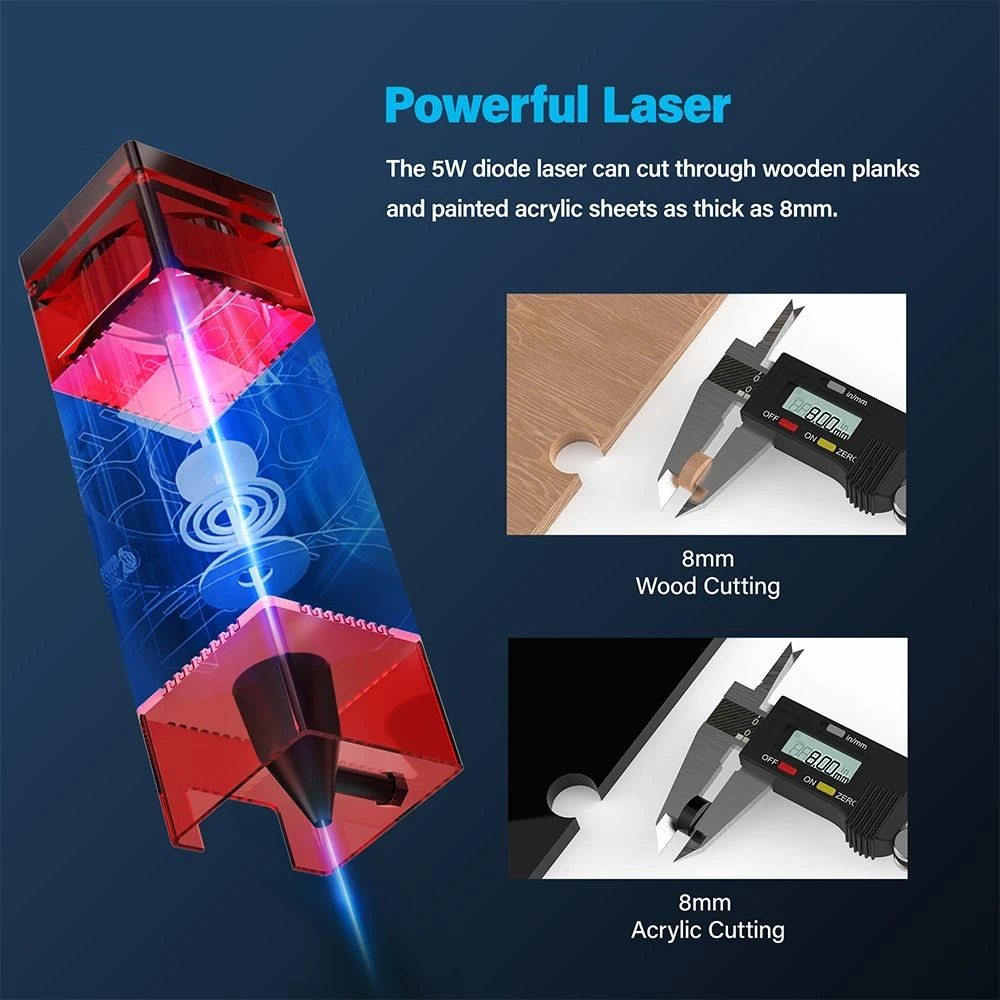 Mecpow X3 5W Laser Engraving Machine With Safety Lock, Emergency Stop, Flame Detection, Gyroscope Sensor - EU Plug