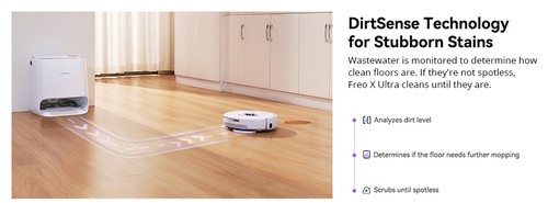 Refurbished Narwal Freo X Ultra Robot Vacuum Cleaner, 8200Pa Suction, 210min Runtime, Tri-Laser Navigation, Zero-Tangling Floating Brush, 1L Disposable Bag, 7-week Dust Storage