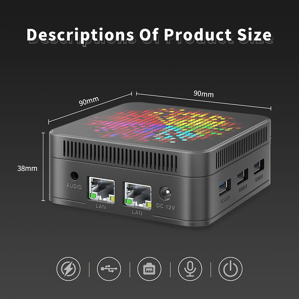 RUPA HSI-N100 Mini PC, Intel N100 4 Cores Max 3.4GHz, 12GB RAM 512GB SSD, 3*HDMI 4K 60Hz Triple Screen Display, WiFi 6 Bluetooth 5.2, 3*USB 3.0 2*RJ45 1* 3.5mm Audio