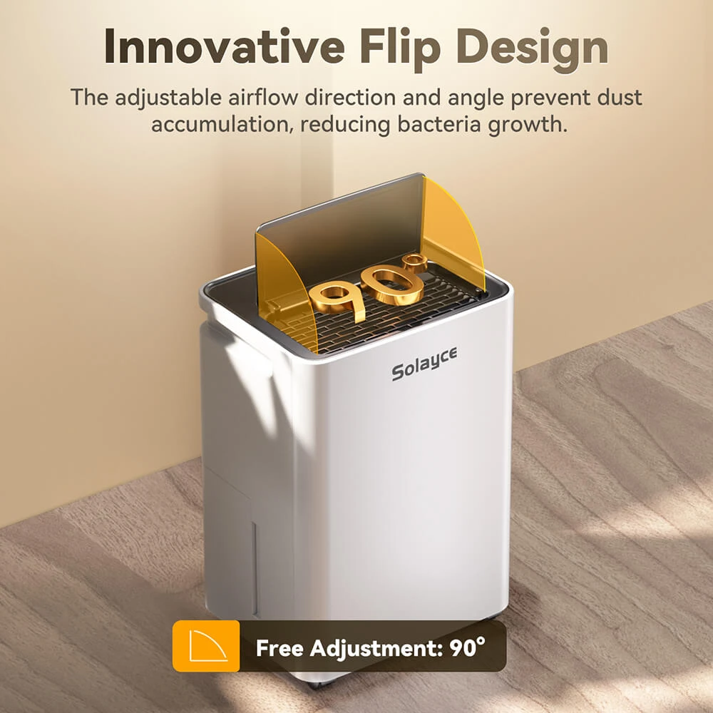 Solayce PD16R-02EE Dehumidifier with 3.2L Water Tank, Flat 35dB Noise and Smart Touch Panel