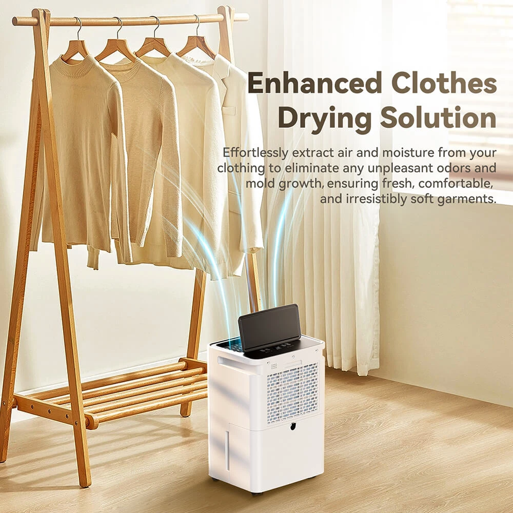 Solayce PD16R-02EE Dehumidifier with 3.2L Water Tank, Flat 35dB Noise and Smart Touch Panel