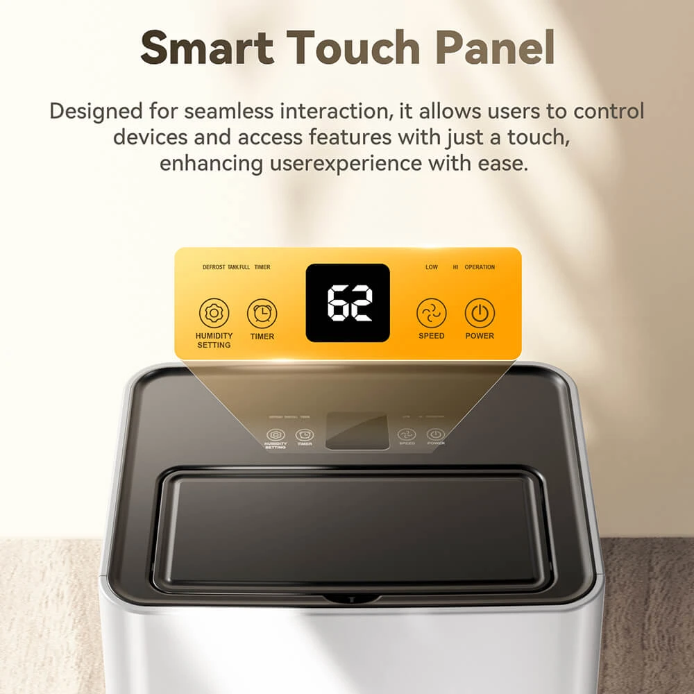 Solayce PD16R-02EE Dehumidifier with 3.2L Water Tank, Flat 35dB Noise and Smart Touch Panel