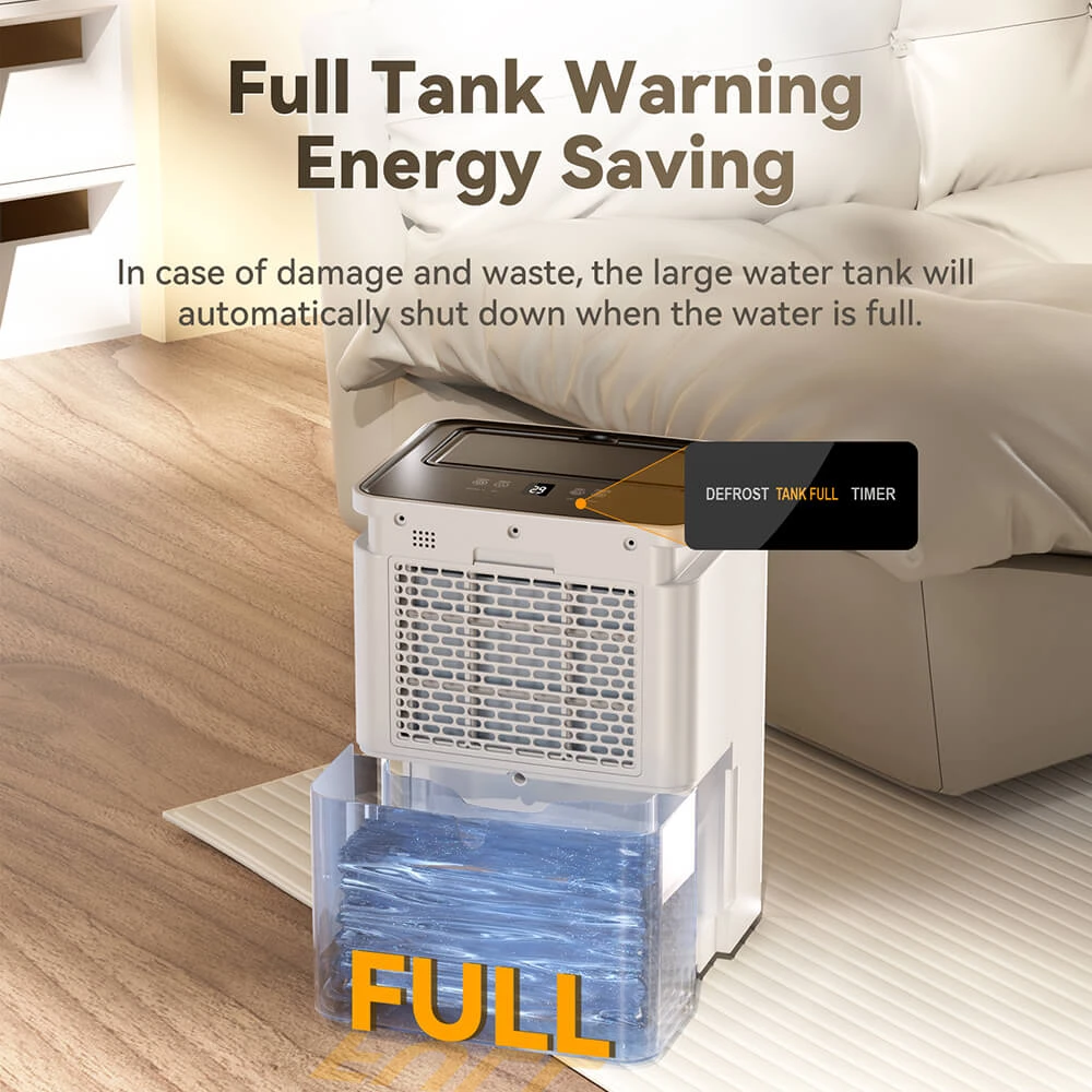 Solayce PD16R-02EE Dehumidifier with 3.2L Water Tank, Flat 35dB Noise and Smart Touch Panel