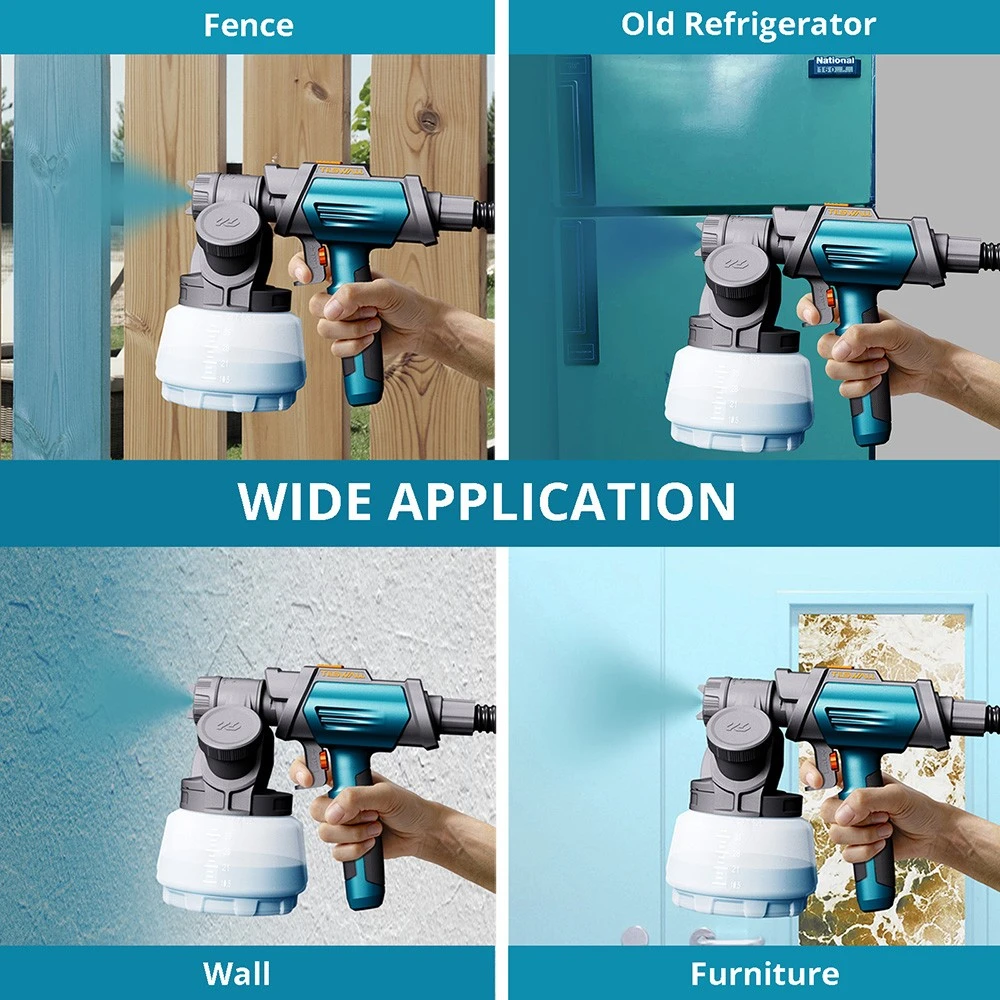 Tilswall Shark 800W Paint Sprayer, with 2.5m/8.2FT Airhose, 3 Nozzles Sizes, 3 Spray Patterns, Max 1200ml/min Speed