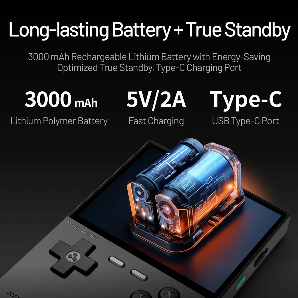 Trimui Brick Handheld Game Console, 64GB TF Card, 3.2-inch 1024*768 IPS Screen, 8GB eMMC Storage, 5 Hours Autonomy, Type-C Fast Charging - White