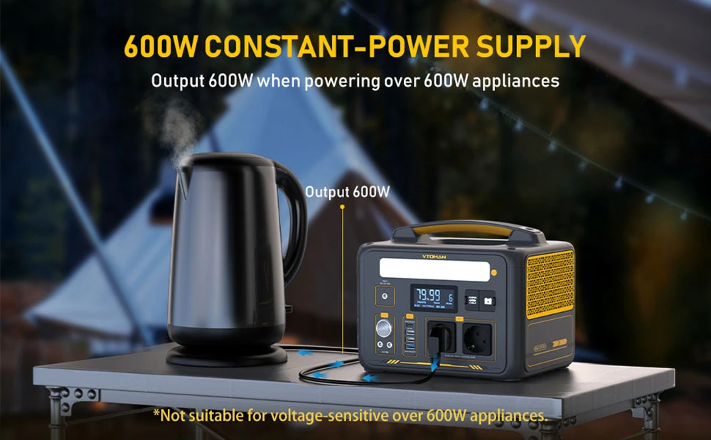 VTOMAN JUMP 600X 299Wh Portable Power Station, 600W Output, Pure Sine Wave, Expandable 939Wh Capacity, 9 Ports, PD 60W USB-C