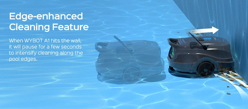 WYBOT A1 Kabelloser Pool-Roboter-Staubsauger, Doppelfilter, 120 Min. Laufzeit, 2,5 Std. Schnellladung, f&uuml;r oberirdische Pools mit flachem Boden, Schwarz