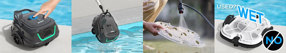 WYBOT A1 Kabelloser Pool-Roboter-Staubsauger, Doppelfilter, 120 Min. Laufzeit, 2,5 Std. Schnellladung, f&uuml;r oberirdische Pools mit flachem Boden, Schwarz