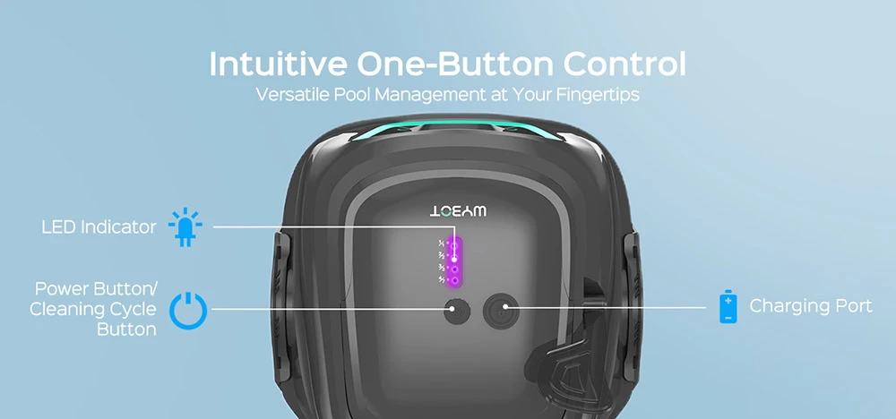 WYBOT A1 Kabelloser Pool-Roboter-Staubsauger, Doppelfilter, 120 Min. Laufzeit, 2,5 Std. Schnellladung, f&uuml;r oberirdische Pools mit flachem Boden, Schwarz