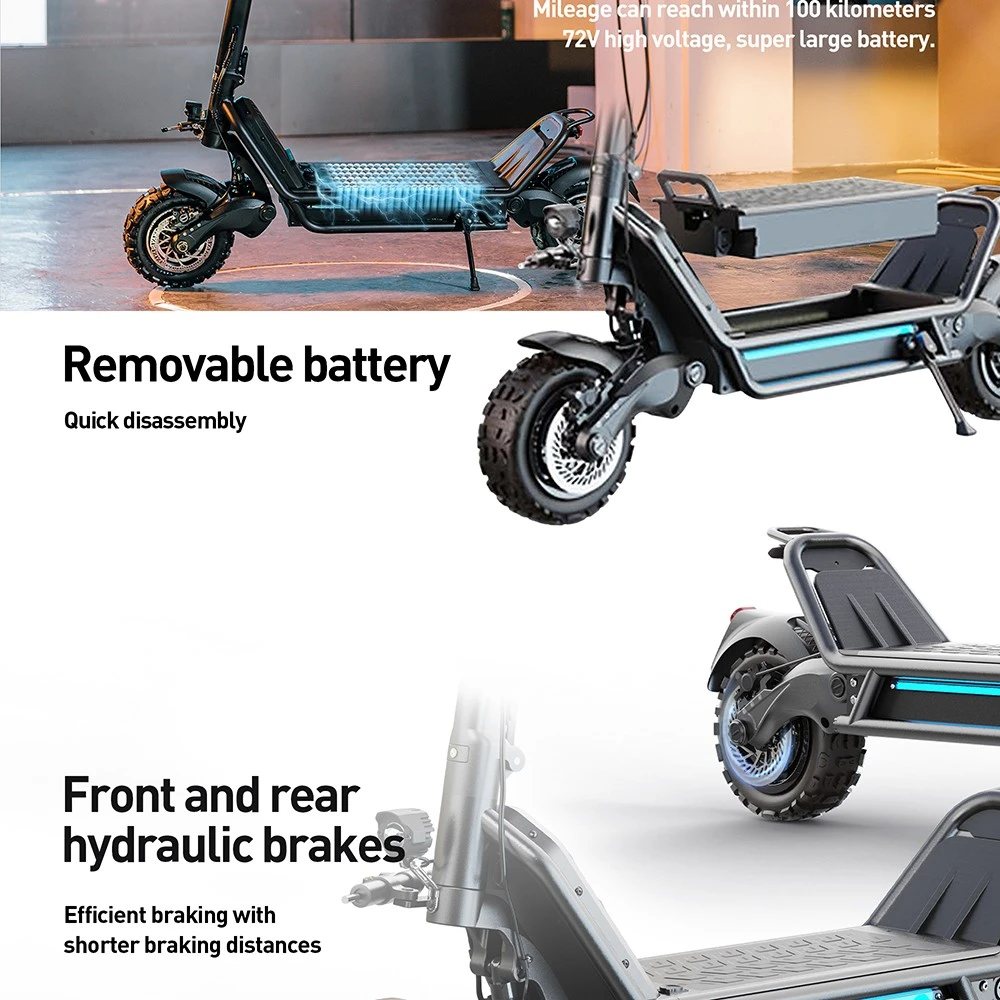 JOYOR E8-S 11-tums terrängskoter med elektrisk motor, 1600W*2, dubbelmotor, 72V 35Ah litiumbatteri, maxhastighet 80 km/h, räckvidd 80–100 km, hydrauliska bromsar – svart