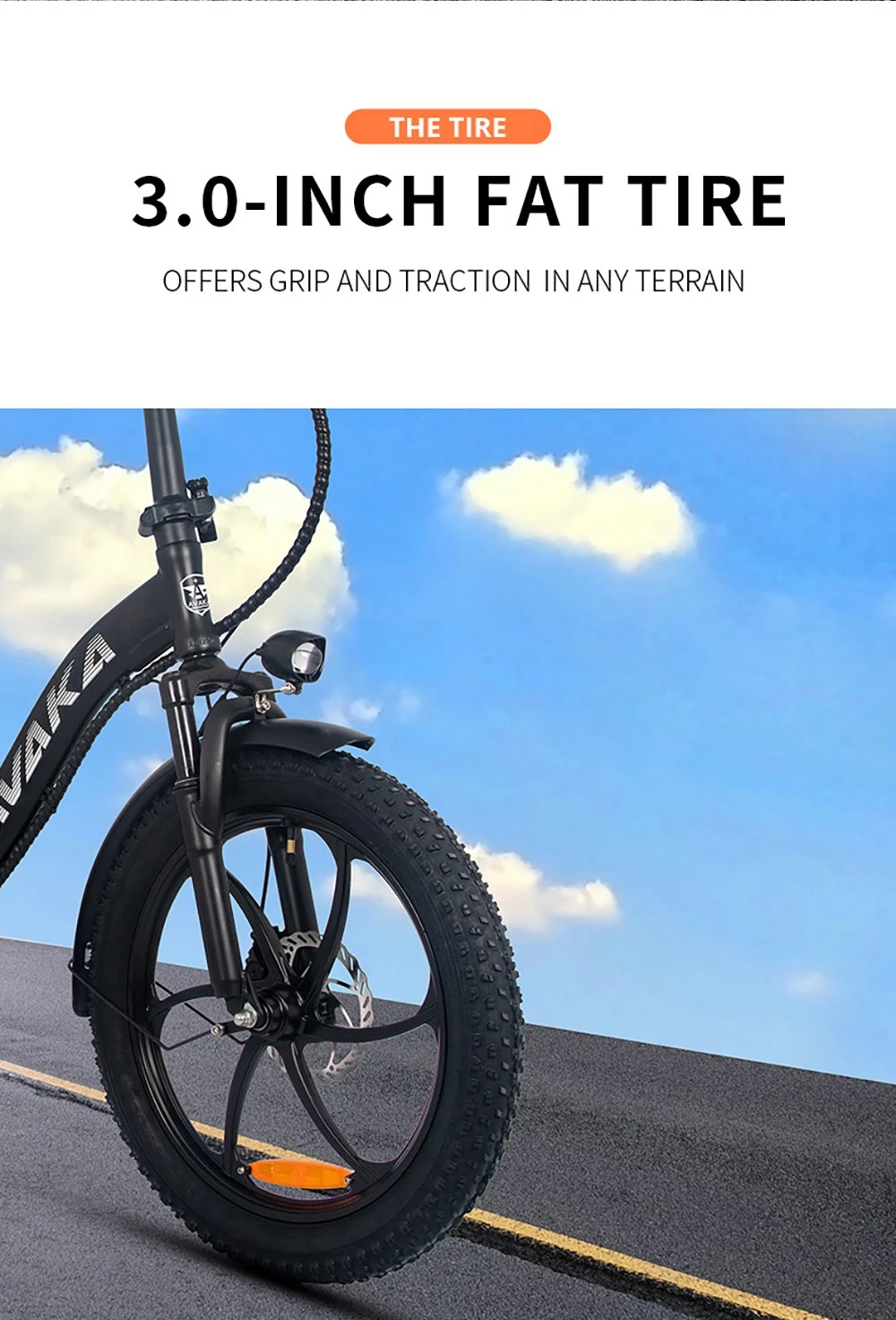 Vélo électrique pliable AVAKA BZ20 PLUS, pneus larges de 20 x 3 pouces, moteur sans balais de 500 W, vitesse maximale de 25 km/h, batterie 48 V 18,2 Ah, autonomie de 100 km, charge maximale de 120 kg, double frein à disque, transmission Shimano 7 vitesses, étanchéité IP54, écran LCD, roue monobloc - Noir