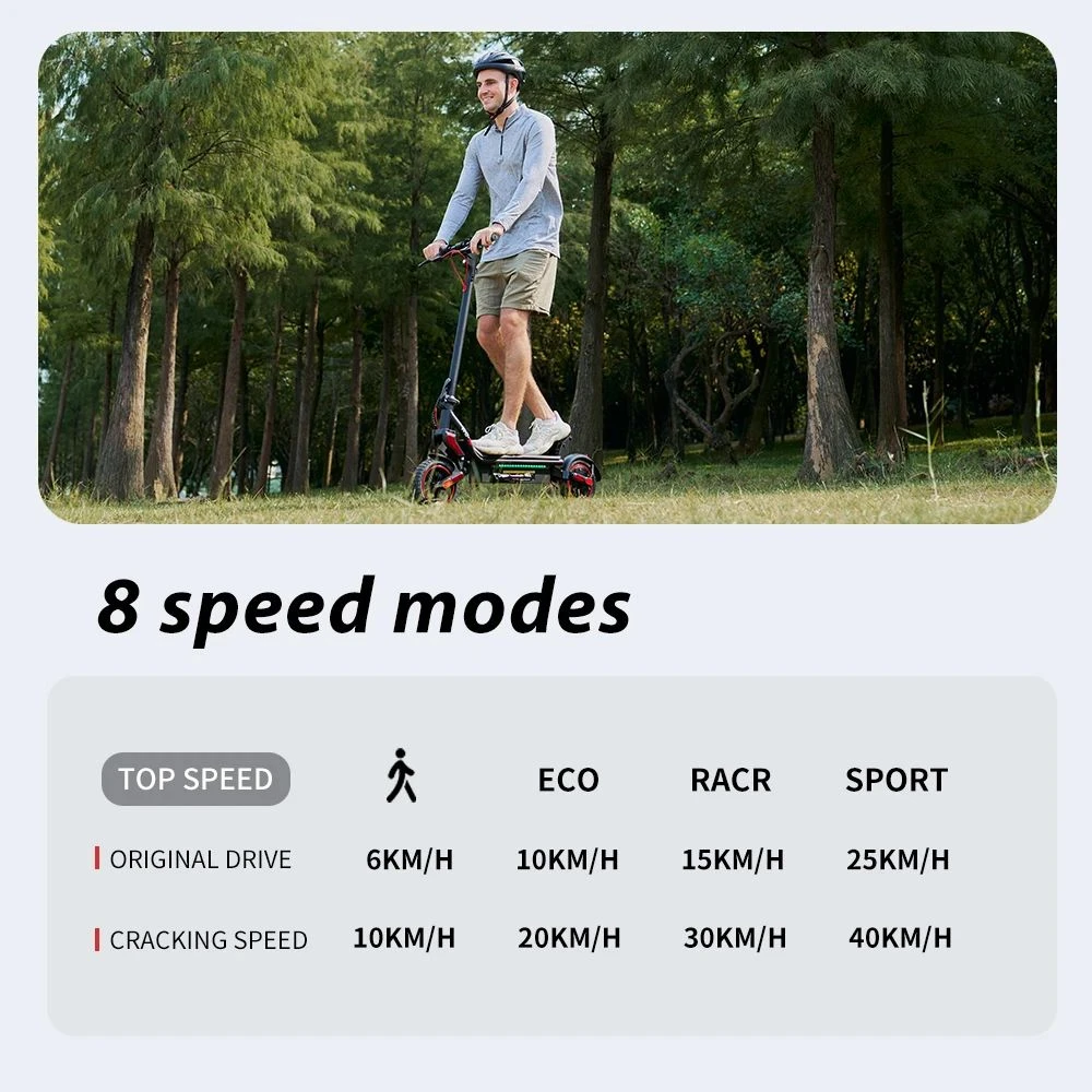 iScooter W8 Electric Scooter, 500W Motor, 48V 10.4Ah Battery, 9.3-inch Tire, 40km/h Max Speed, 40km Range, Front Disc Brake+Rear Drum Brake, Dual Shock Absorption, App Control