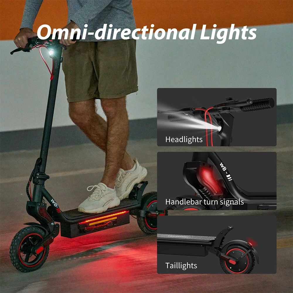 iScooter W8 Electric Scooter, 500W Motor, 48V 10.4Ah Battery, 9.3-inch Tire, 40km/h Max Speed, 40km Range, Front Disc Brake+Rear Drum Brake, Dual Shock Absorption, App Control