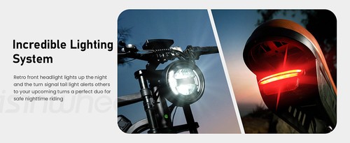 isinwheel R6 Electric Bike, 250W Motor, 48V 13Ah Battery, 20*4-inch Tires, 45km/h Max Speed, 100km Range, Dual Disc Brakes, Hydraulic Front Fork + Rear Shock Absorber, Shimano 7-speed, LCD Display