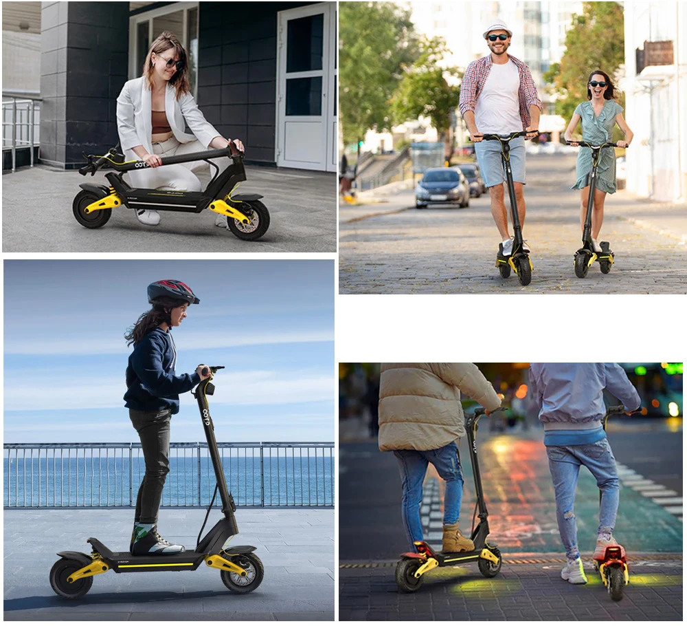 OOTD S10 Scoroter electric Dovedit 10 inch anvelope 1400W Motor 25km/h Max Speed 48V 20Ah Baterie pentru 60-70km Raza de acțiune 120KG Max Brake Cu disc de încărcare absorbție a șocului IPX4 APP - Galben