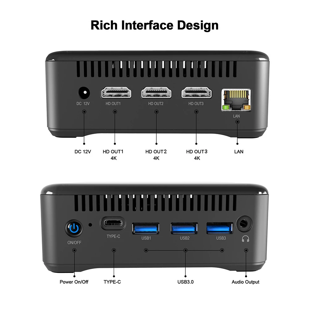 RUPA HSI-95 Mini PC, Intel N95 4 Cores Max 3.4GHz, 16GB RAM 512GB SSD, 3*HDMI 4K 60Hz Triple Screen Display, WiFi 6 Bluetooth 5.2, 3*USB 3.0, 1*Type-C, 1*RJ45, 1* 3.5mm Audio