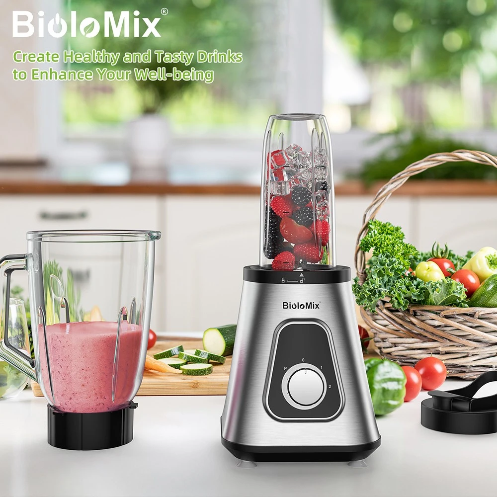 BioloMix SF701 1300W Smoothie Blender with 1.5L Glass Jar, 2 Speed Settings, Pulse Function