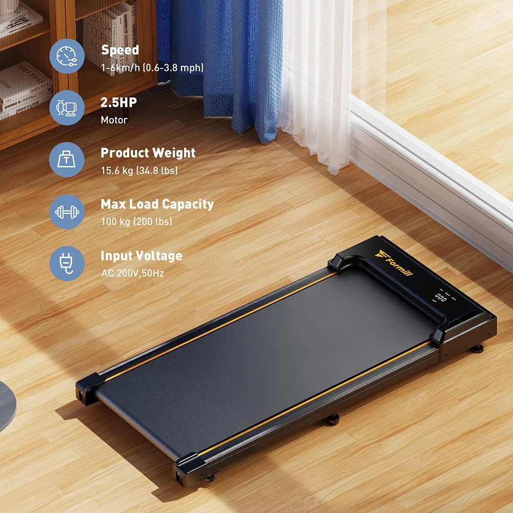 Formill FT-21 Walking Pad Treadmill, 2.5 HP Motor, LED Display, 200lbs Max. Load, 1-6km/h Speed