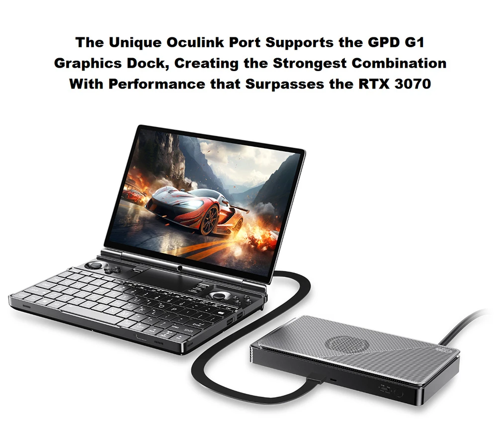 PC de jeu portable GPD WIN Max 2 (2025), AMD Ryzen 7 8840U 8 cœurs, 5,1 GHz max., écran 10,1 pouces (2560 x 1600), 32 Go de RAM LPDDR5x à 7 500 MT/s, SSD 1 To, 4G LTE, Wi-Fi 6E, Bluetooth 5.3, 2 ports USB 4, 1 carte Oculink, 1 HDMI 2.1, 2 ports USB 3.2, 1 carte SD, 1 carte microSD, TDP 35 W - Prise UE