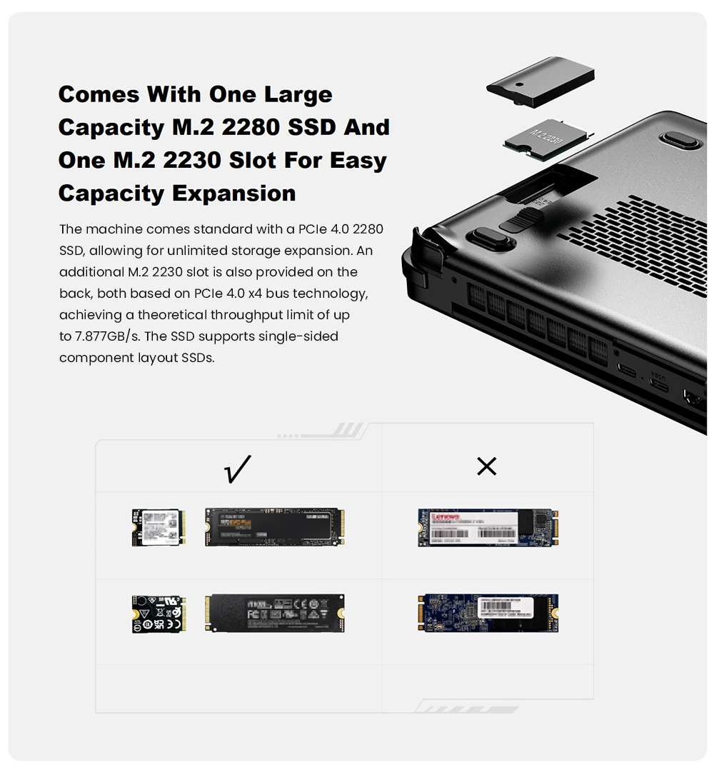 PC de jeu portable GPD WIN Max 2 (2025), AMD Ryzen 7 8840U 8 cœurs, 5,1 GHz max., écran 10,1 pouces (2560 x 1600), 32 Go de RAM LPDDR5x à 7 500 MT/s, SSD 1 To, 4G LTE, Wi-Fi 6E, Bluetooth 5.3, 2 ports USB 4, 1 carte Oculink, 1 HDMI 2.1, 2 ports USB 3.2, 1 carte SD, 1 carte microSD, TDP 35 W - Prise UE